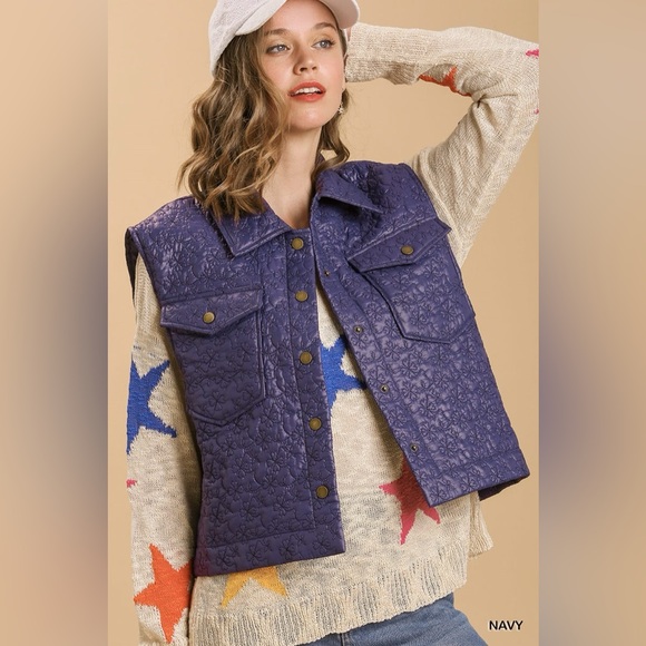 NWT UMGEE Floral Embroidered Semi Cropped Vest with No Lining - Picture 4 of 4